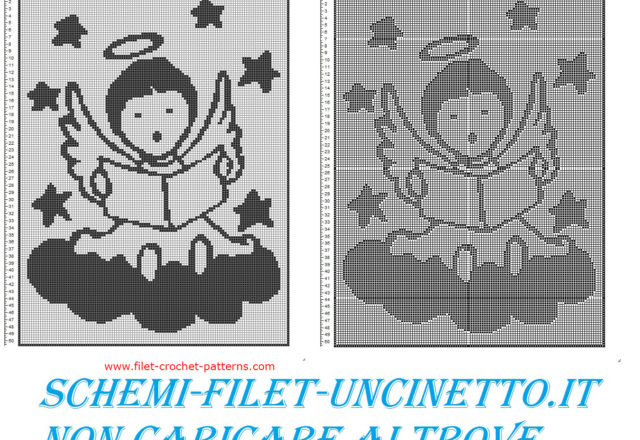 Baby blanket angel singing on the cloud free filet crochet pattern