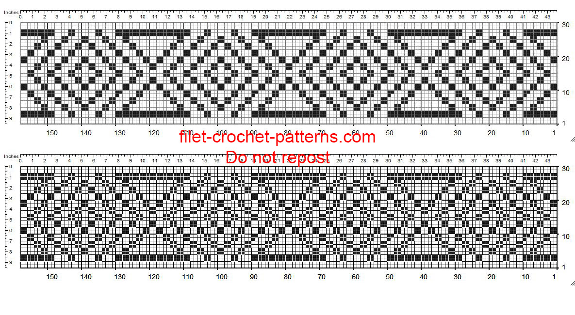 Border pattern crochet filet with geometric shapes height 26 squares