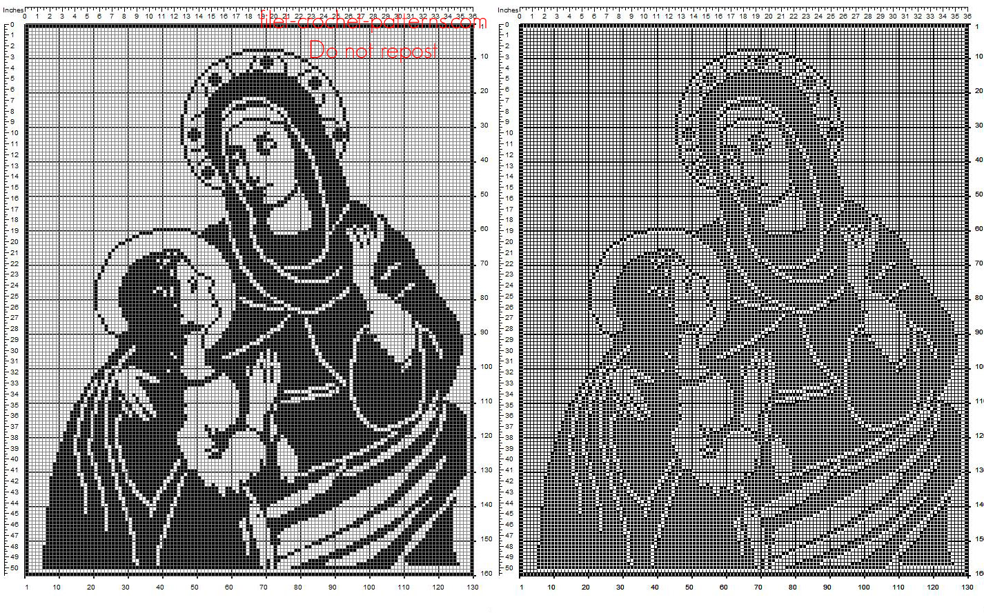Saint Anne with Virgin Mary free filet crochet religious pattern